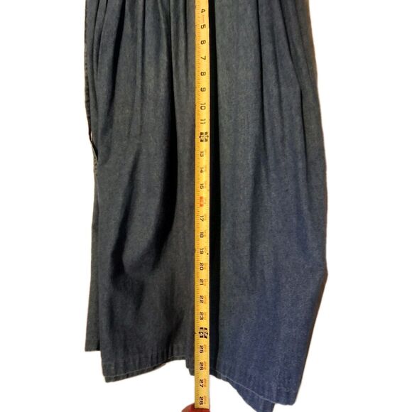 Vtg STYLE Denim Dress Sz L Sleeveless Floral Embroidered Flared Waist Tie 79552 - Picture 12 of 12